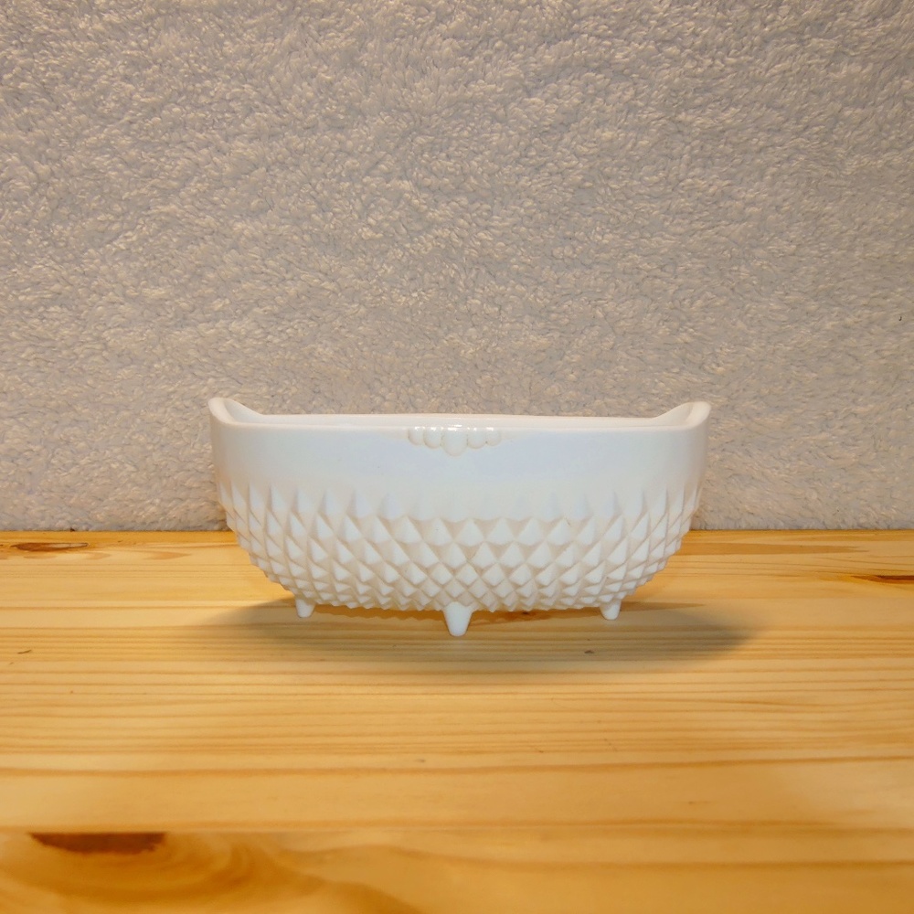 Milk glass hobnail dish